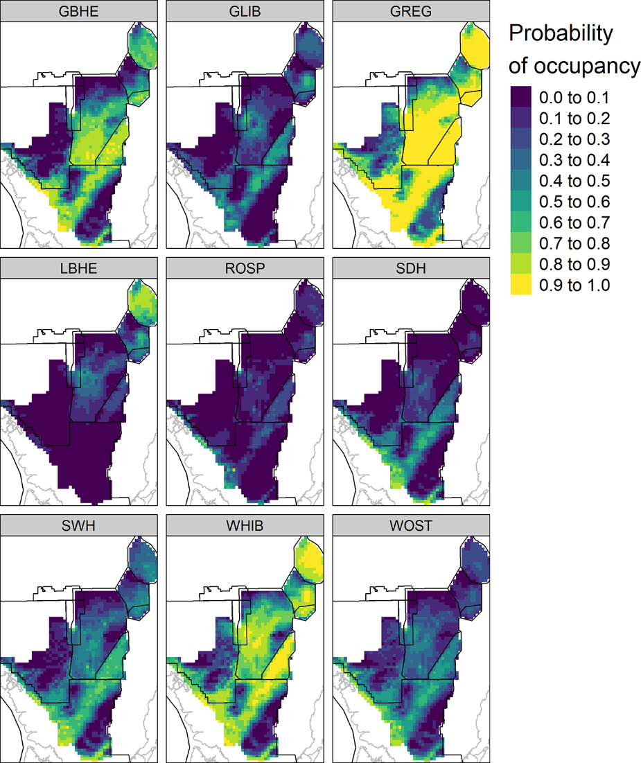 Wading bird output map Wading bird output map